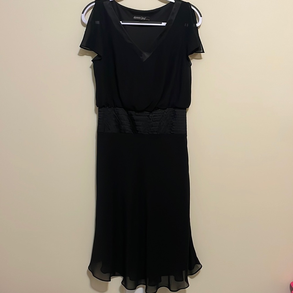Dawn Joy black dress, size 6, ruffle sleeves